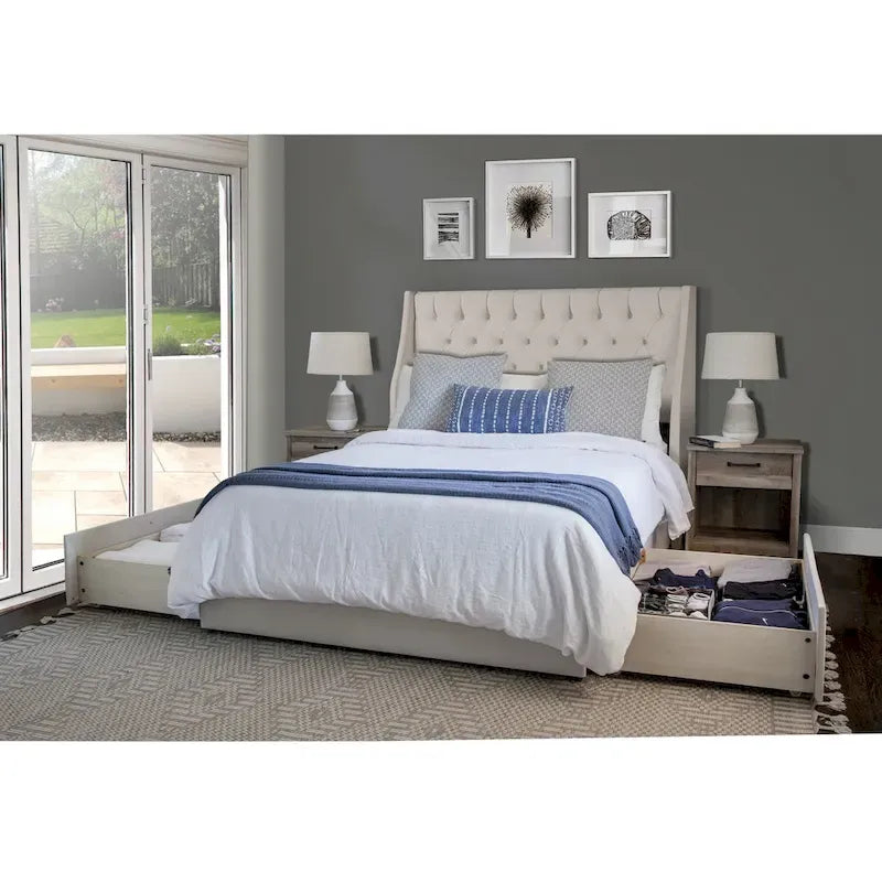 Letto contenitore imbottito a piattaforma Oxford Mammoth con 2 cassetti