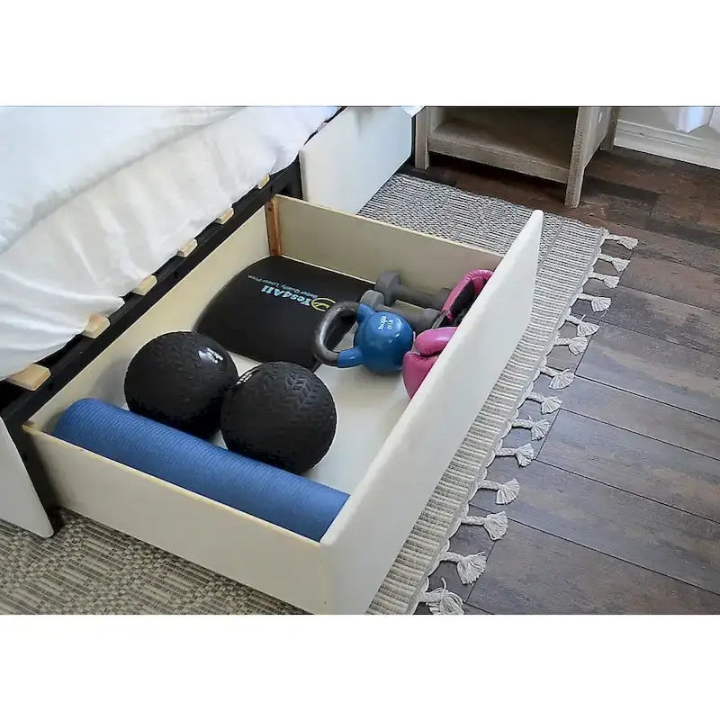 Letto contenitore imbottito a piattaforma Oxford Mammoth con 2 cassetti