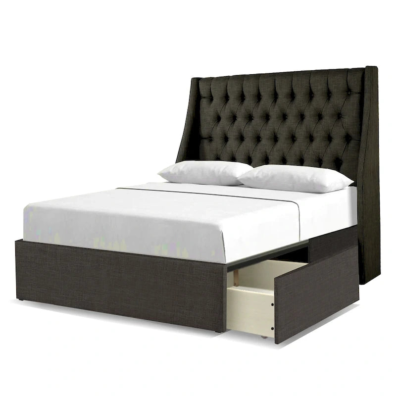 Letto contenitore imbottito a piattaforma Oxford Mammoth con 2 cassetti