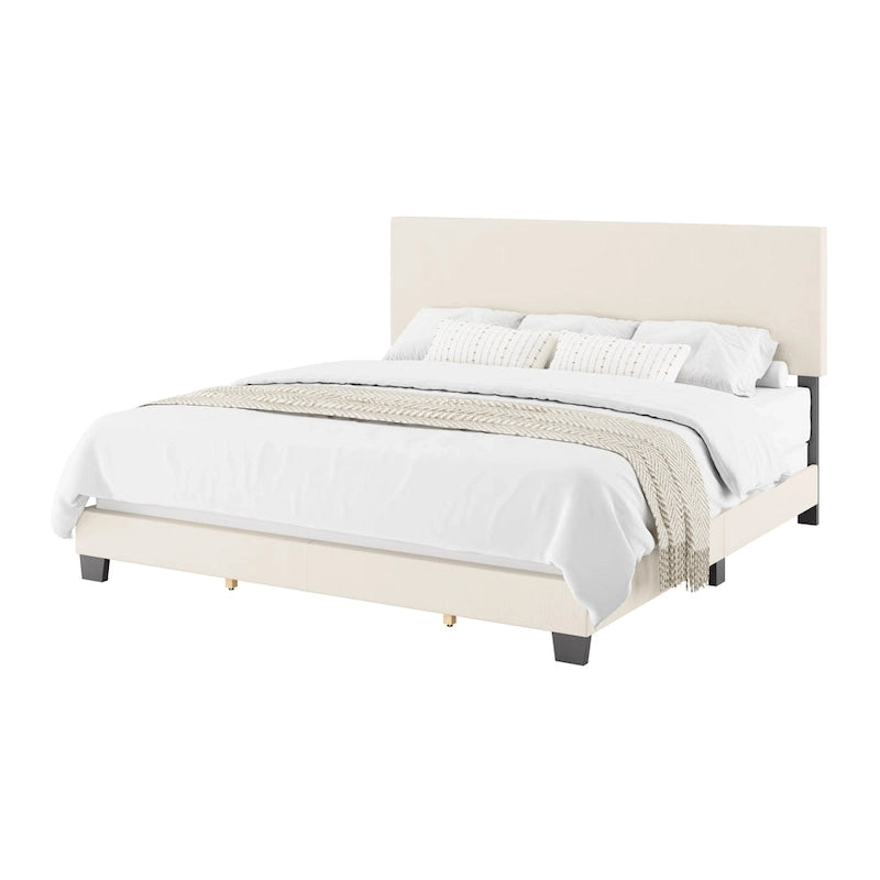 Letto moderno imbottito in bouclé, con rete a molle