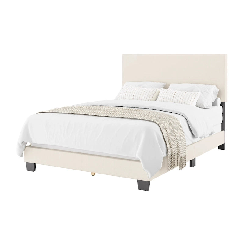 Letto moderno imbottito in bouclé, con rete a molle