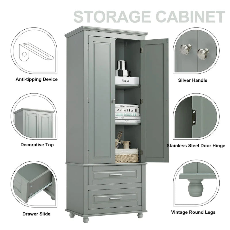 Armadio Alto con Due Cassetti per Bagno/Ufficio
