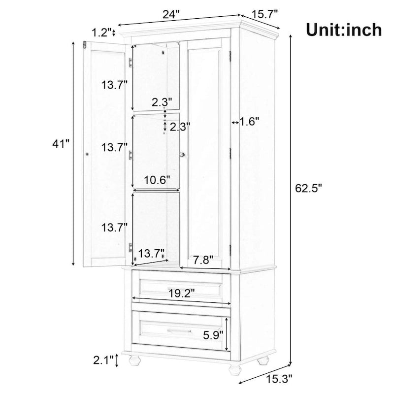 Armadio Alto con Due Cassetti per Bagno/Ufficio