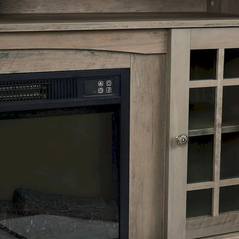 Mobile porta TV per televisori fino a 65 pollici con caminetto, mobile TV con luci LED