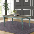  Prato Blue and Brown Two-Tone Finish Wood Dining Table - N/A