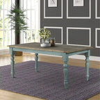  Prato Blue and Brown Two-Tone Finish Wood Dining Table - N/A