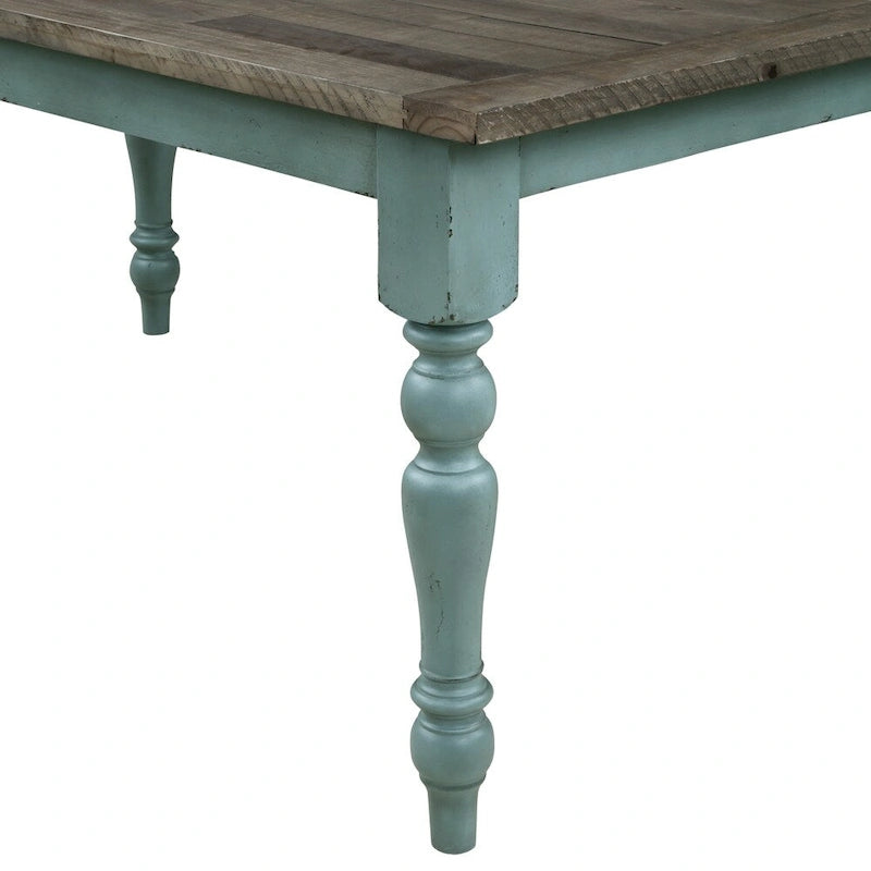 Tavolo da pranzo Prato in legno con finitura bicolore blu e marrone - N/D
