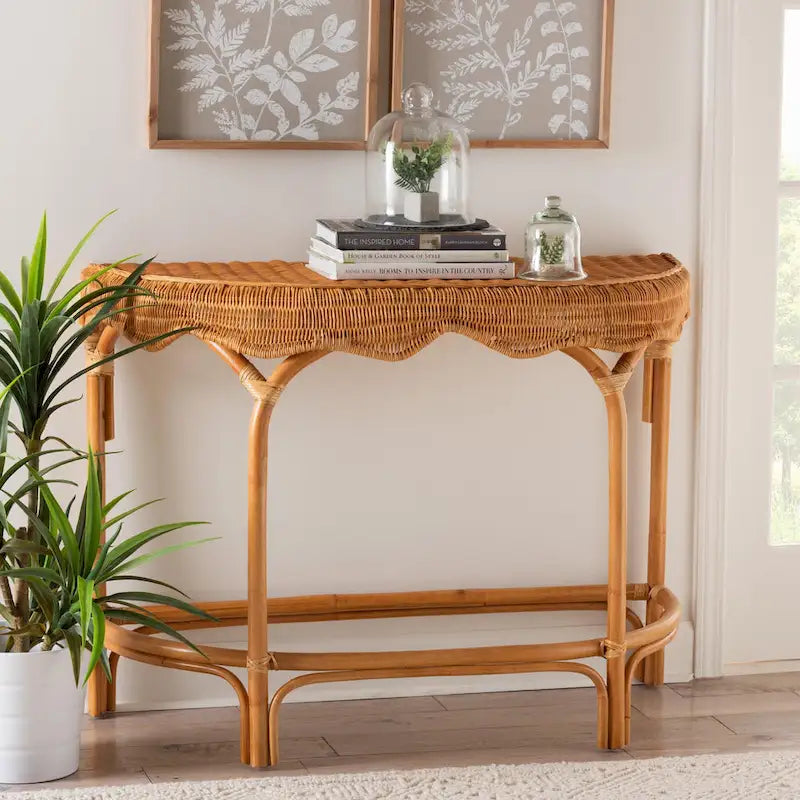 Console in rattan naturale stile bohémien