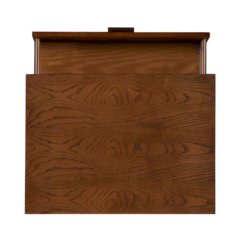 Comodino marrone a due cassetti con maniglie in bronzo - 27