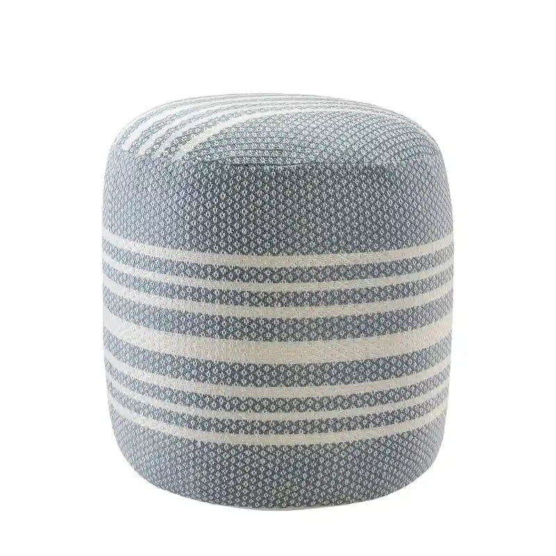 20 Pouf ottomani rotondi a righe blu e bianche