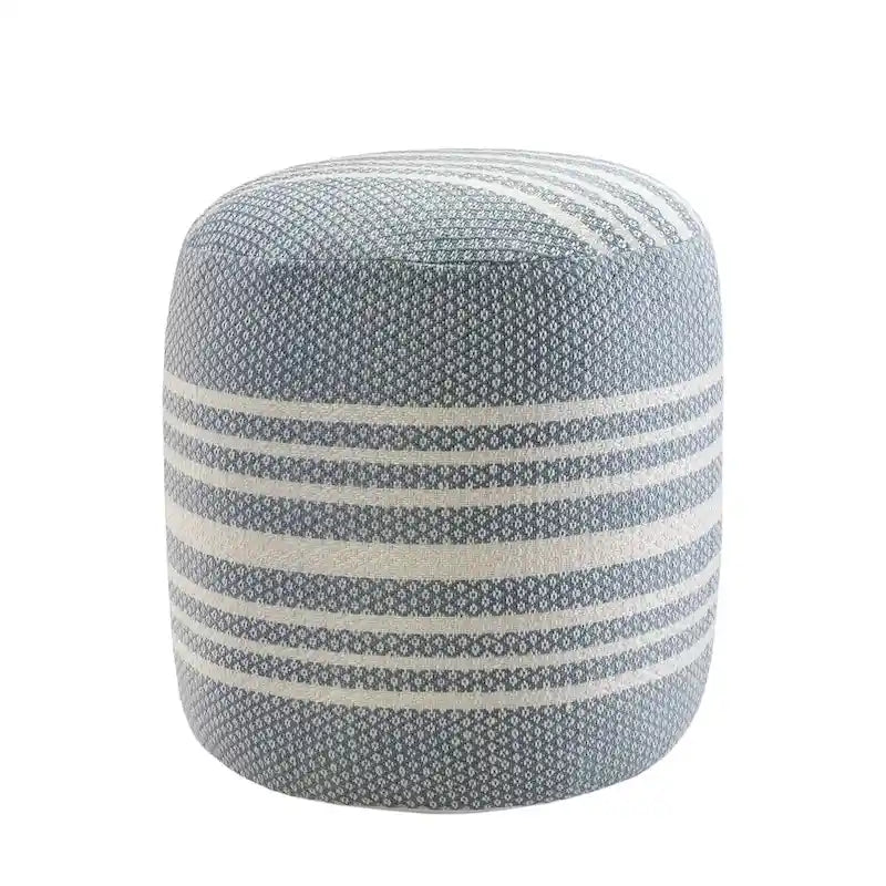 20 Pouf ottomani rotondi a righe blu e bianche