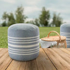 20 Pouf ottomani rotondi a righe blu e bianche