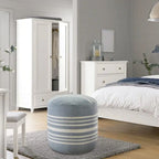20 Pouf ottomani rotondi a righe blu e bianche