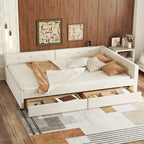 Letto matrimoniale imbottito con piattaforma, USB e 2 cassetti