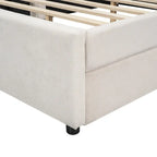 Letto matrimoniale imbottito con piattaforma, USB e 2 cassetti