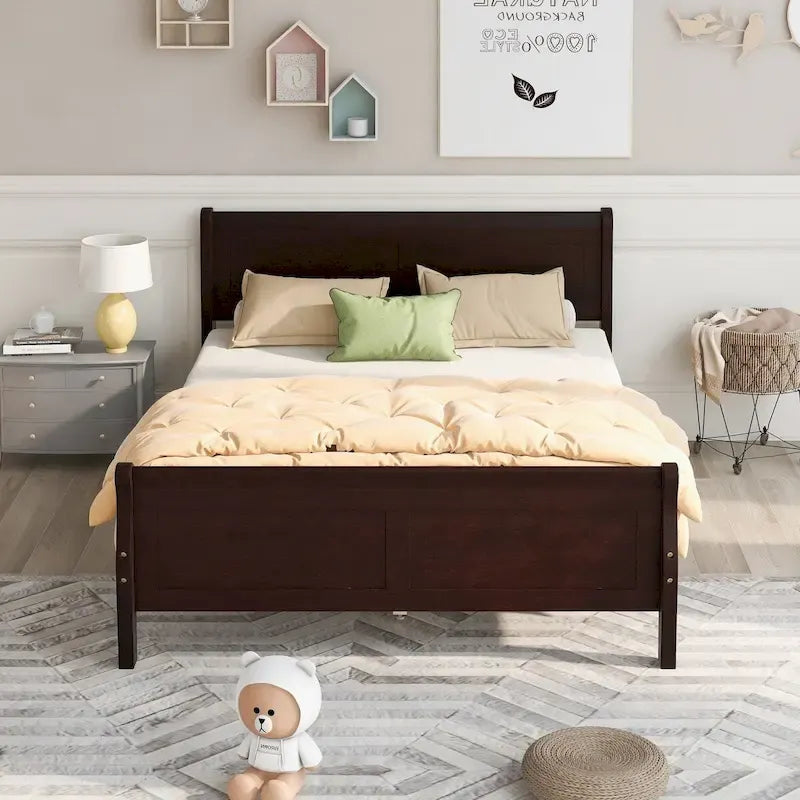 Letto a slitta con struttura in legno singolo/matrimoniale/queen size con pediera
