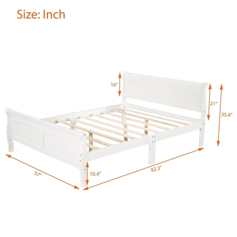 Letto a slitta con struttura in legno singolo/matrimoniale/queen size con pediera