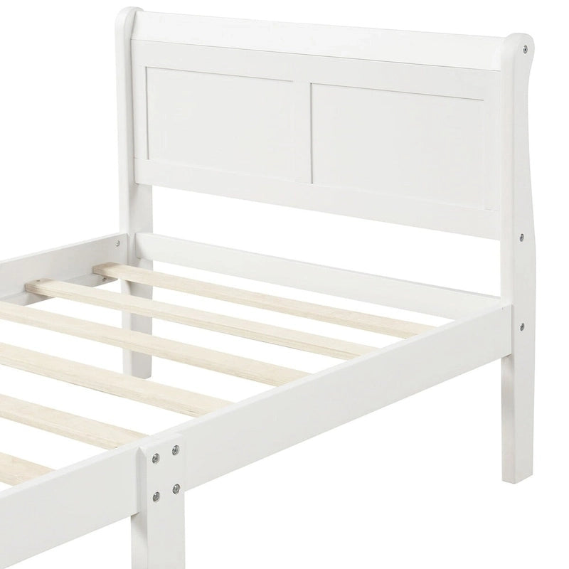 Letto a slitta con struttura in legno singolo/matrimoniale/queen size con pediera