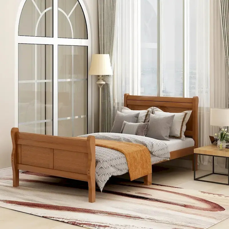 Letto a slitta con struttura in legno singolo/matrimoniale/queen size con pediera