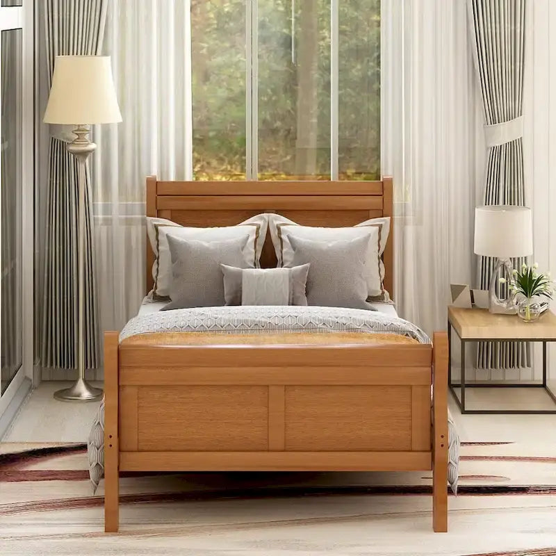Letto a slitta con struttura in legno singolo/matrimoniale/queen size con pediera