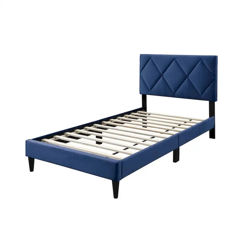 Letto singolo con testiera regolabile in velluto