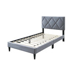 Letto singolo con testiera regolabile in velluto