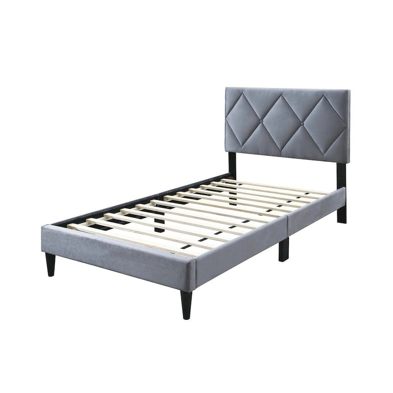 Letto singolo con testiera regolabile in velluto