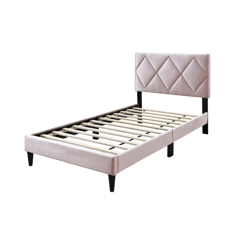 Letto singolo con testiera regolabile in velluto