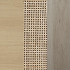 Mobile contenitore in stile bohémien per ingresso o credenza da cucina, supporto TV o mobiletto in rattan con gambe in metallo