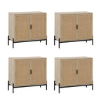 Mobile contenitore in stile bohémien per ingresso o credenza da cucina, supporto TV o mobiletto in rattan con gambe in metallo