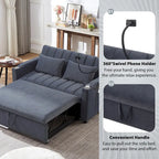 Divano letto convertibile con porte USB, tasche laterali e supporto girevole