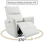 Poltrona reclinabile girevole a 270° Power Swivel Rocker, divano reclinabile elettrico con porte USB, sedia a dondolo reclinabile per la cameretta