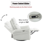 Poltrona reclinabile girevole a 270° Power Swivel Rocker, divano reclinabile elettrico con porte USB, sedia a dondolo reclinabile per la cameretta