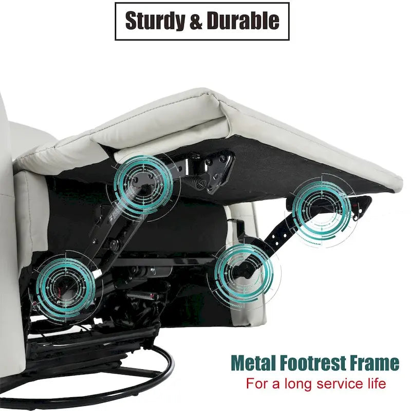 Poltrona reclinabile girevole a 270° Power Swivel Rocker, divano reclinabile elettrico con porte USB, sedia a dondolo reclinabile per la cameretta