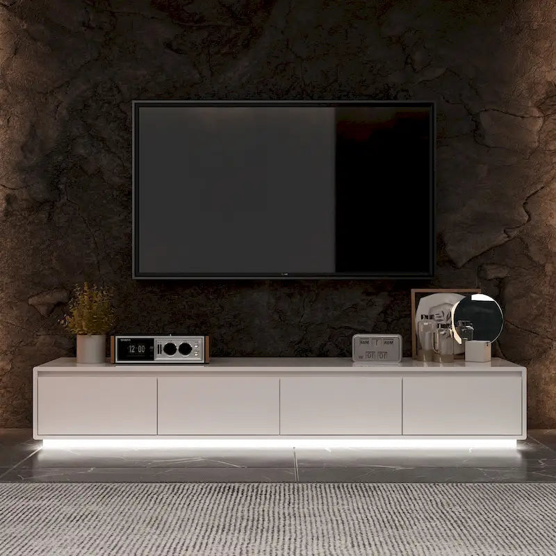 Mobile TV/Console Illuminato Bianco Laccato Lucido