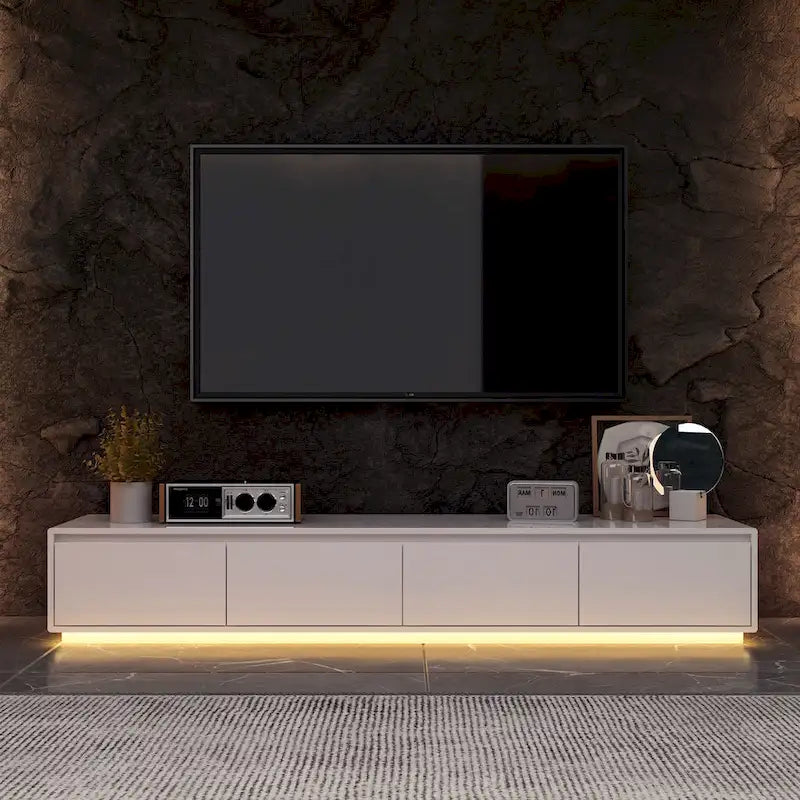Mobile TV/Console Illuminato Bianco Laccato Lucido
