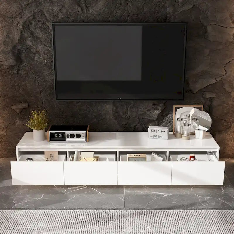 Mobile TV/Console Illuminato Bianco Laccato Lucido