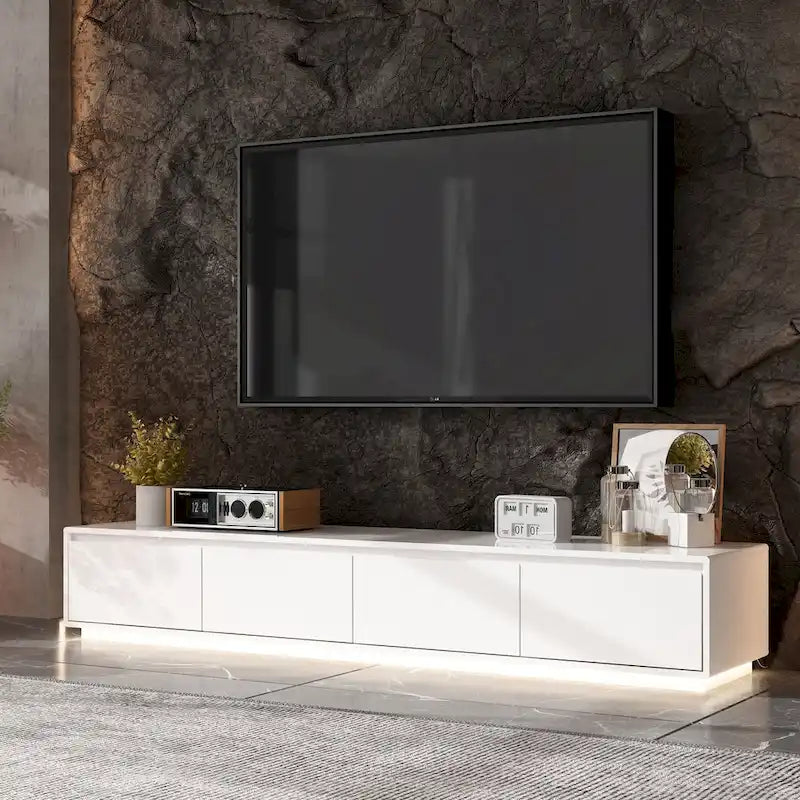 Mobile TV/Console Illuminato Bianco Laccato Lucido