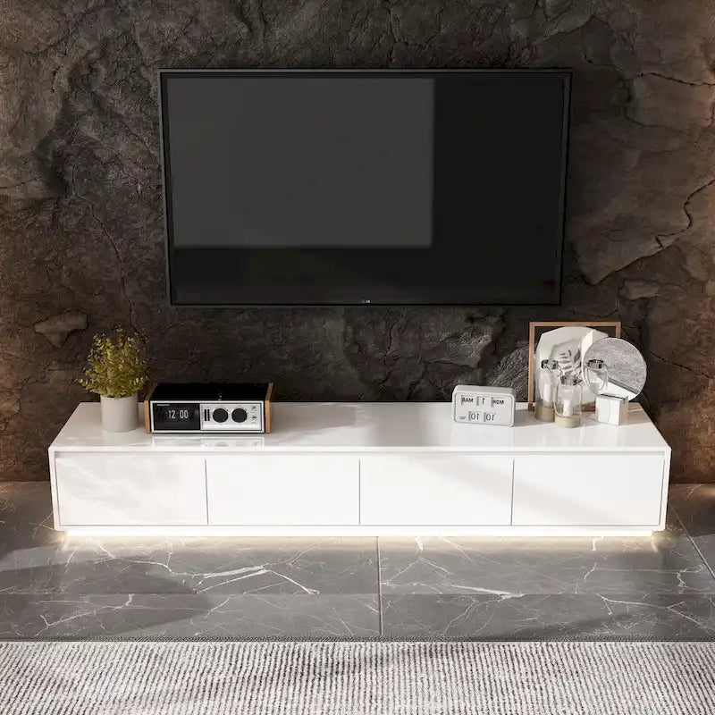 Mobile TV/Console Illuminato Bianco Laccato Lucido