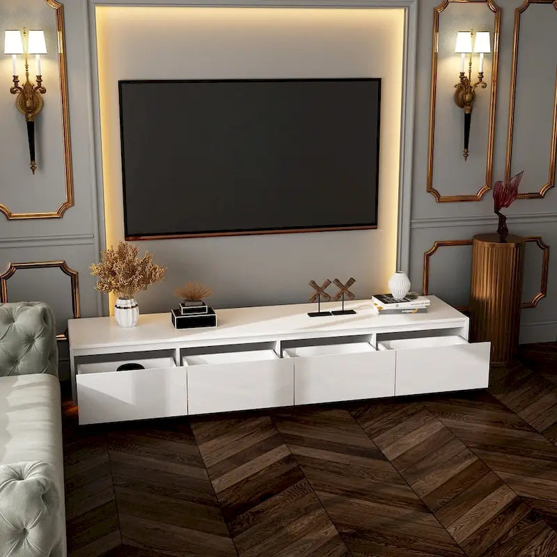 Mobile TV/Console Illuminato Bianco Laccato Lucido