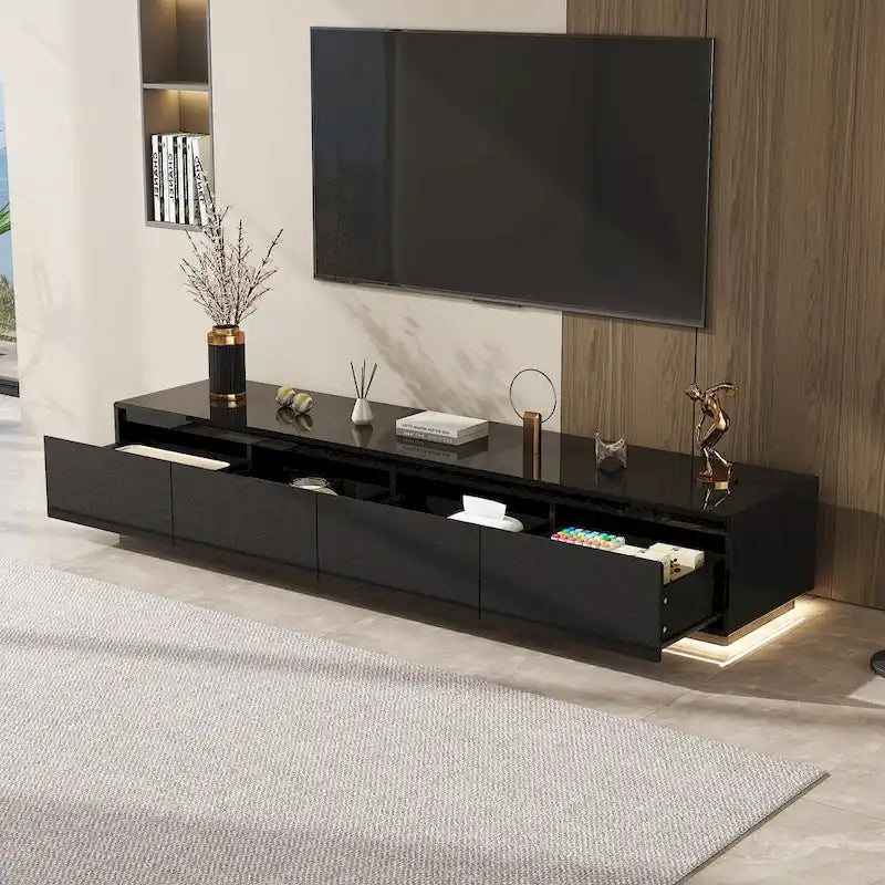 Mobile TV/Console Illuminato Bianco Laccato Lucido