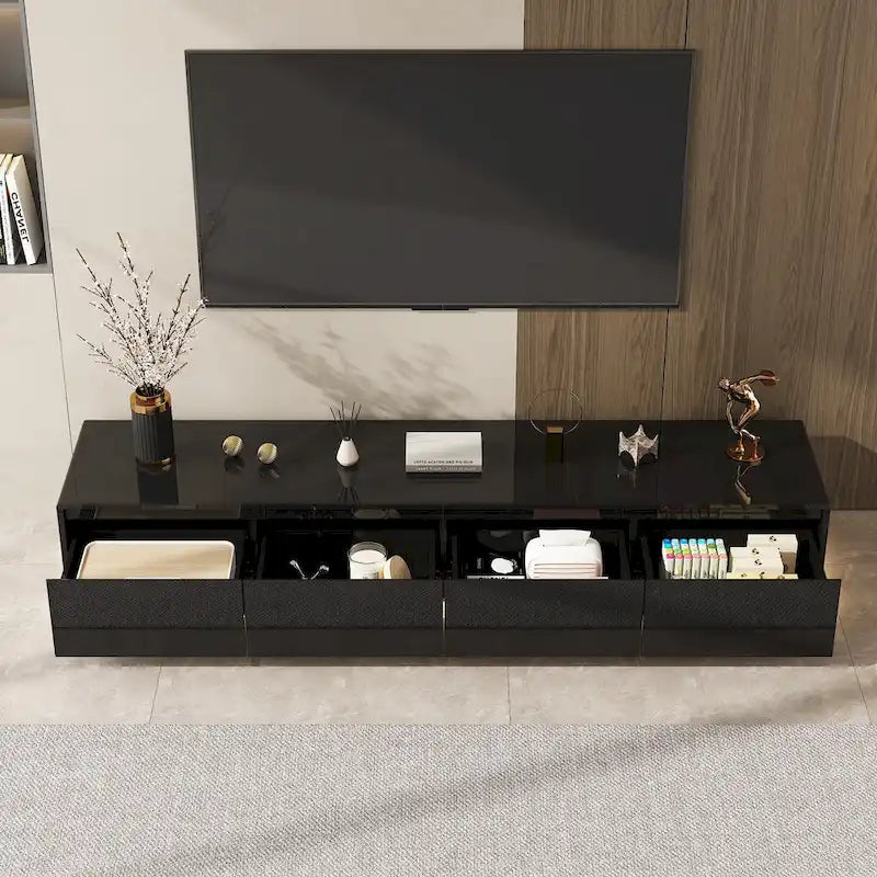 Mobile TV/Console Illuminato Bianco Laccato Lucido