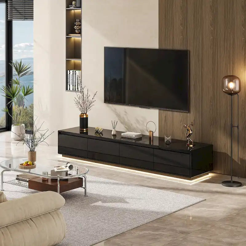 Mobile TV/Console Illuminato Bianco Laccato Lucido