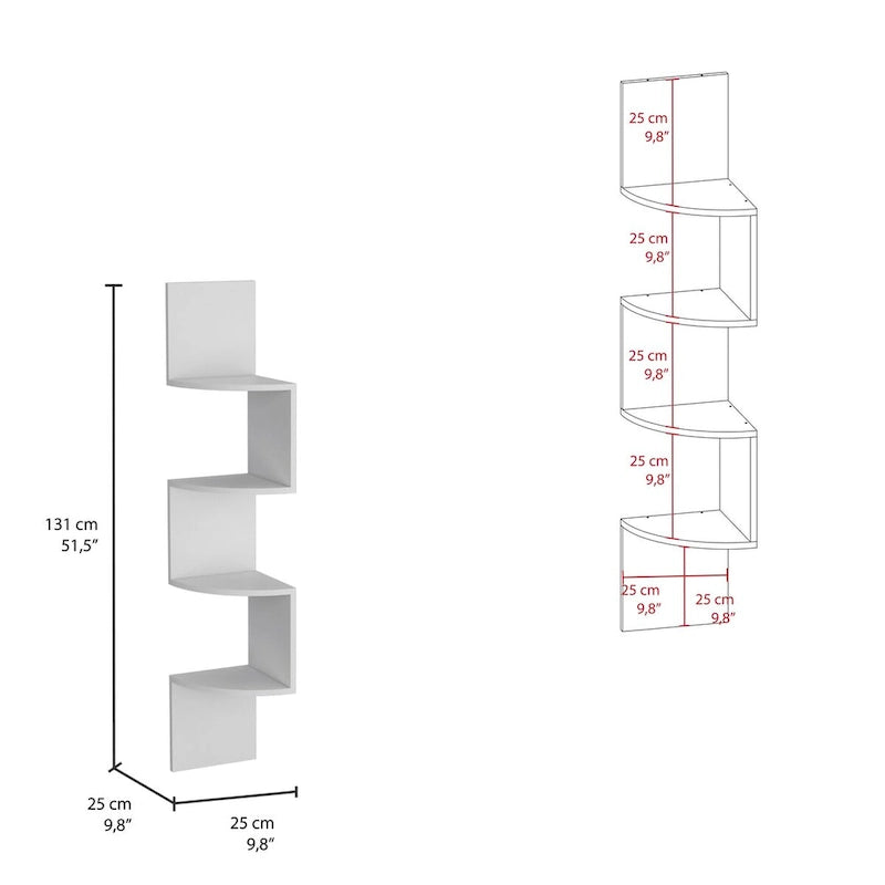Mensola ad Angolo, Design Moderno a Tutta Parete con Ripiani Multipli