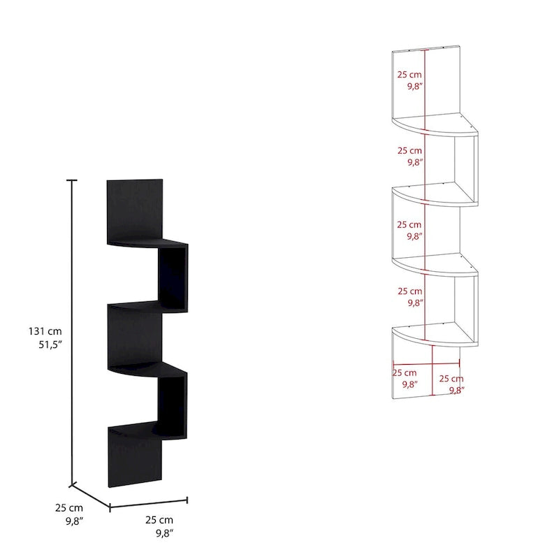 Mensola ad Angolo, Design Moderno a Tutta Parete con Ripiani Multipli