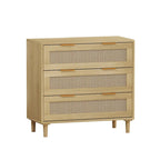 Mobile contenitore in rattan con tre cassetti in rattan
