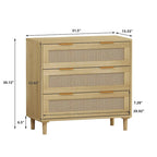 Mobile contenitore in rattan con tre cassetti in rattan