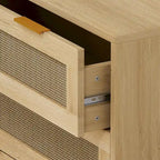 Mobile contenitore in rattan con tre cassetti in rattan