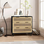 Mobile contenitore in rattan con tre cassetti in rattan