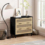 Mobile contenitore in rattan con tre cassetti in rattan